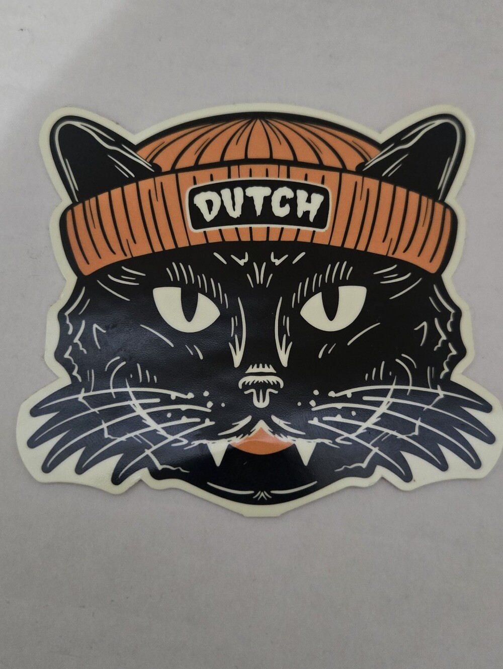 New Dutch Bros Cat Head Glow In The Dark Sticker